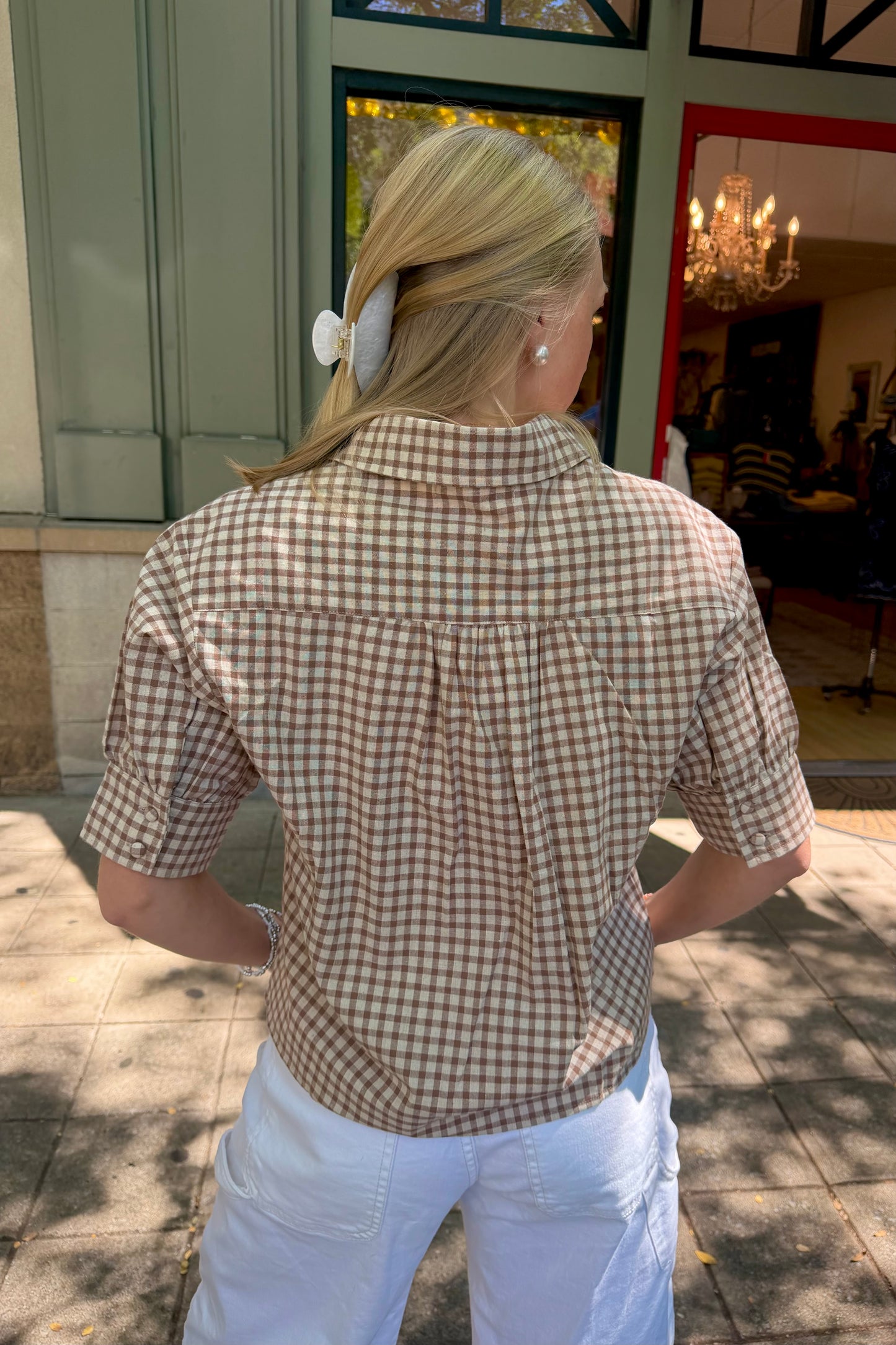 Natural Gingham Top