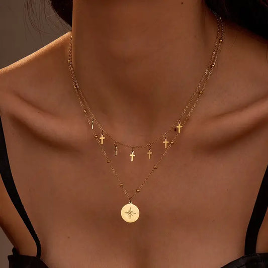 Layered Cross Necklace