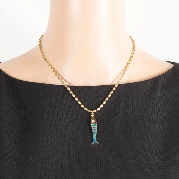 Blue Fish Necklace