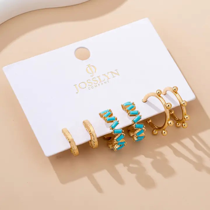 Turquoise Trio Hoops