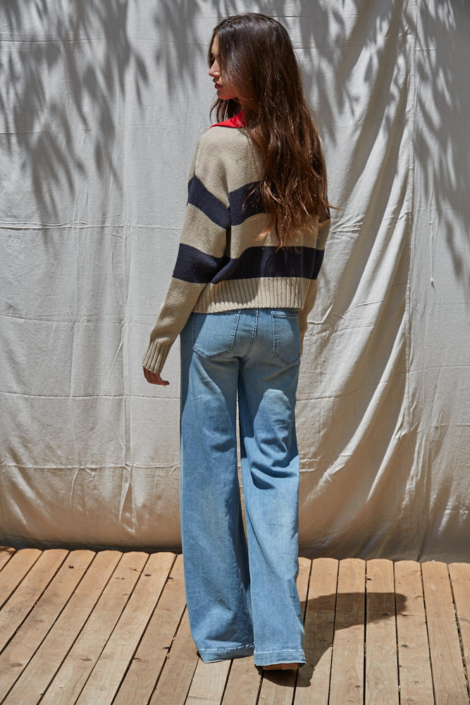 Pop Of Collar Sweater