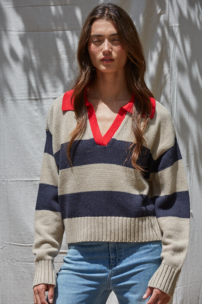 Pop Of Collar Sweater