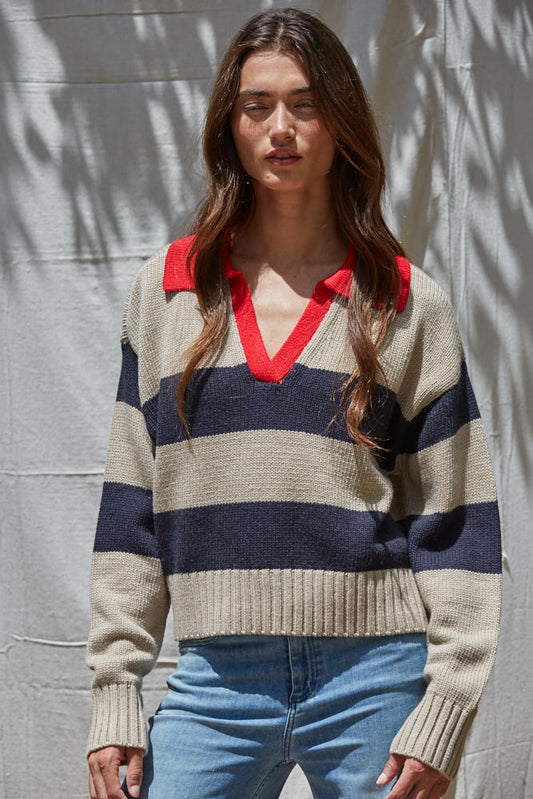 Pop Of Collar Sweater