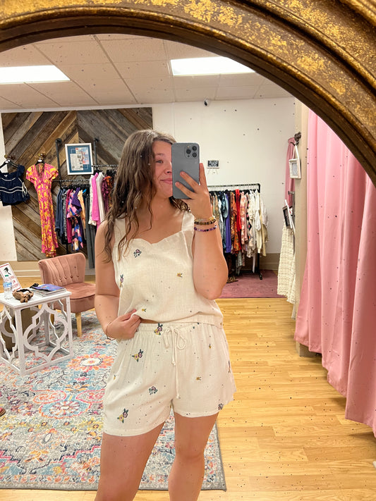 Oatmeal Button Shorts