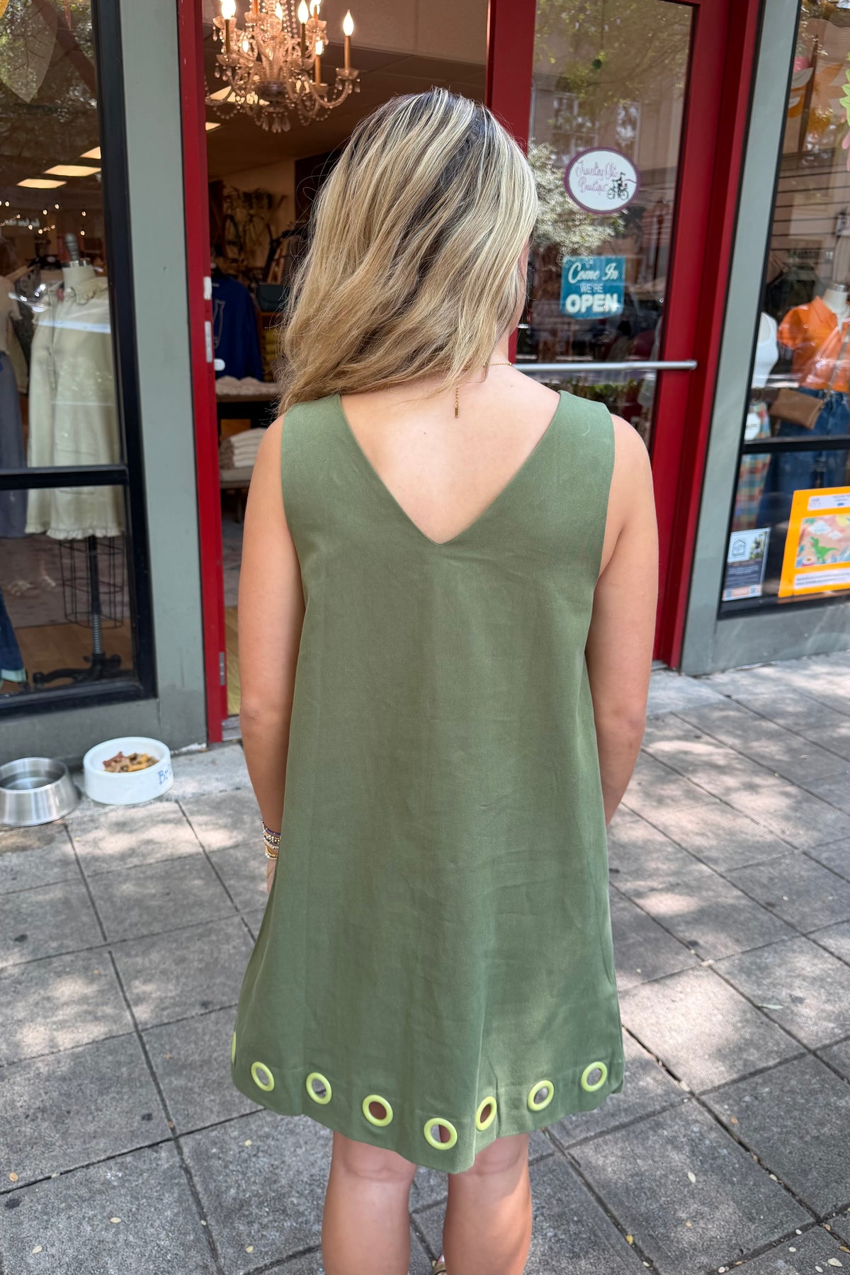 Grommet Shift Dress