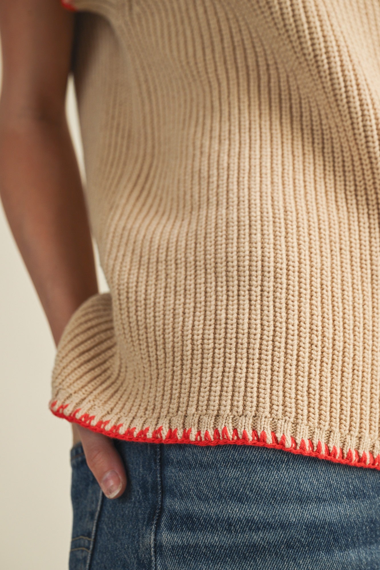 Whipstitch Trimmed Sweater