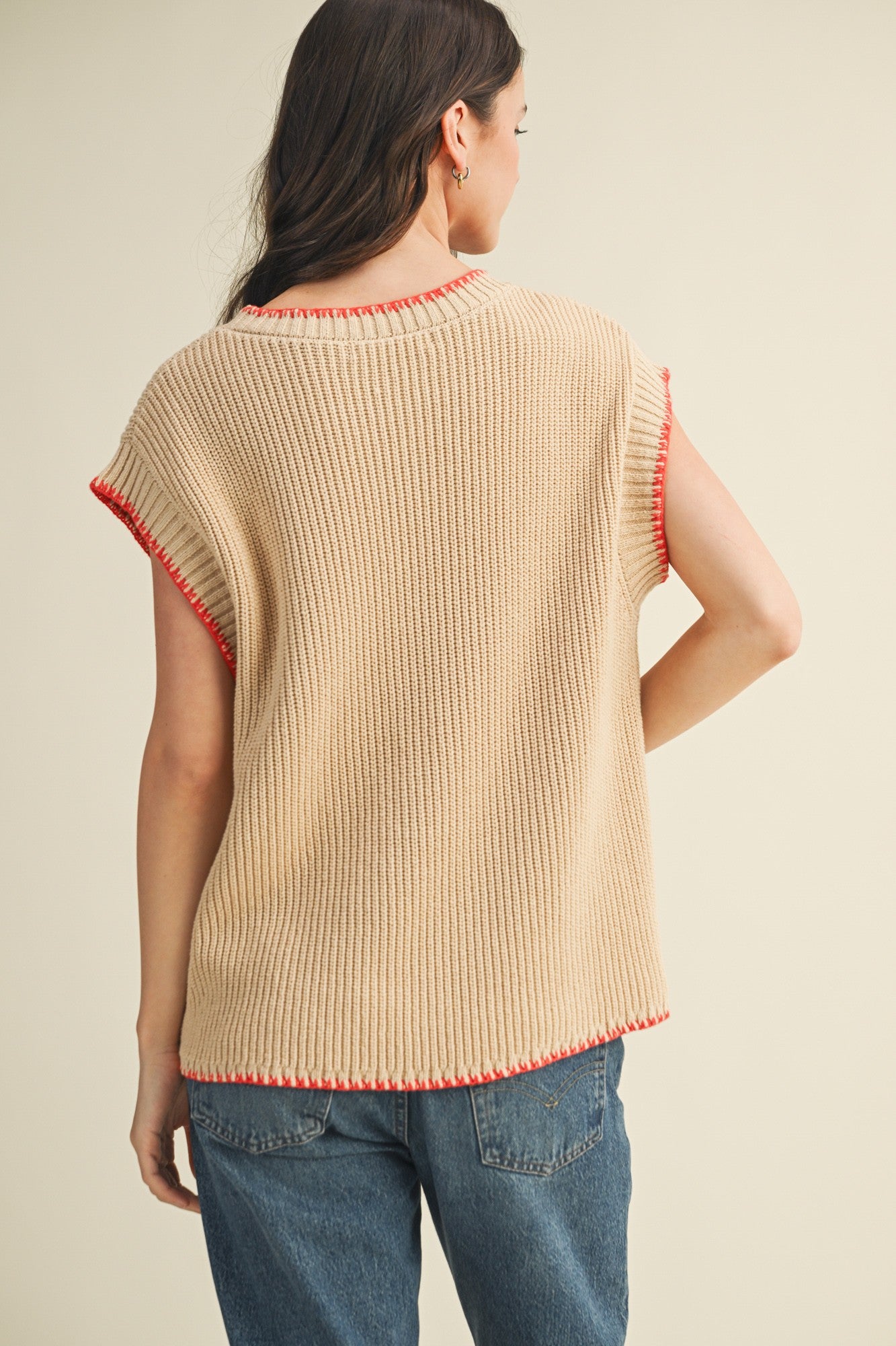 Whipstitch Trimmed Sweater