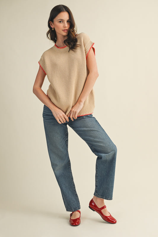 Whipstitch Trimmed Sweater