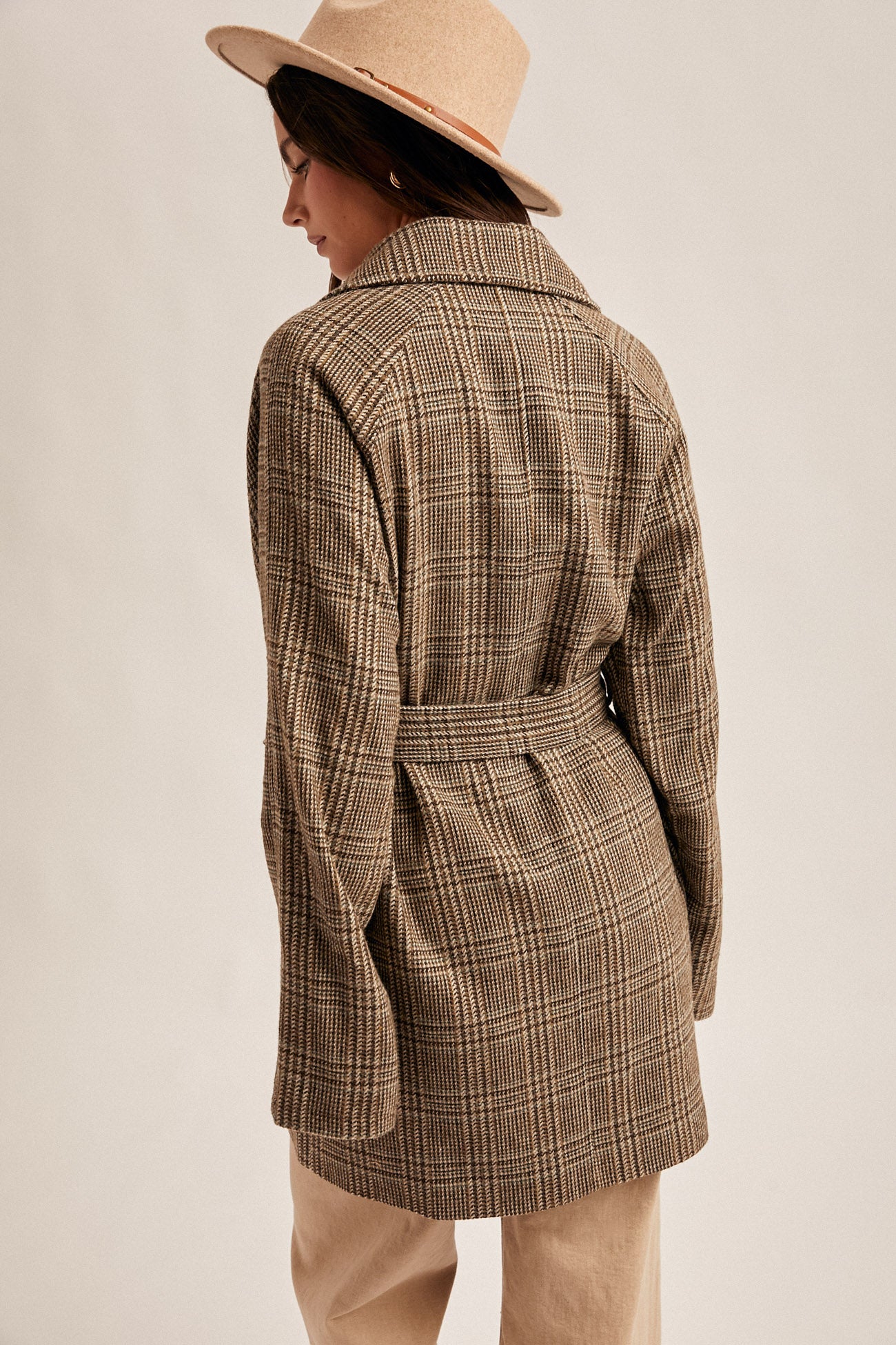 Check Belted Coat