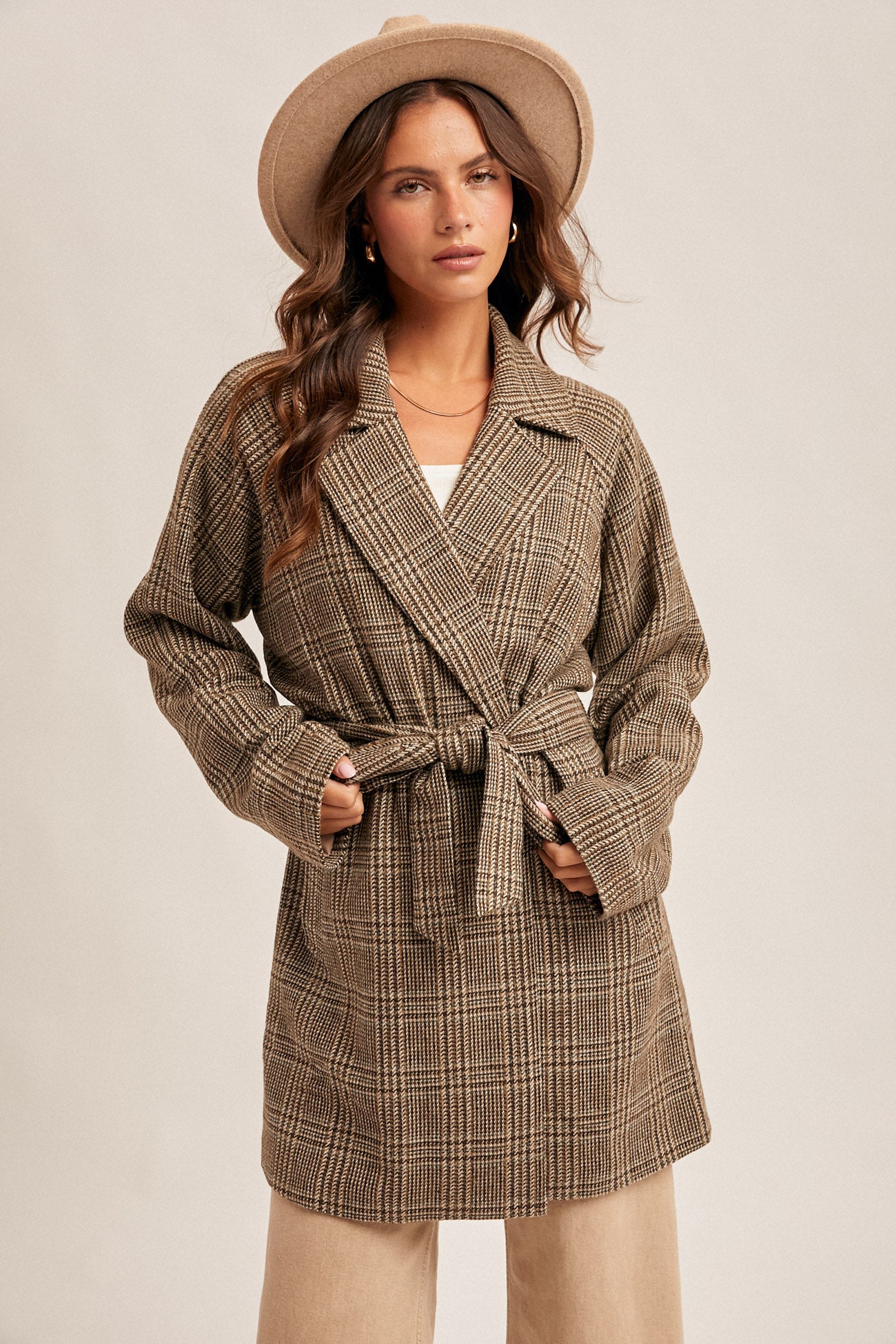Check Belted Coat