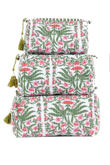 Pink Green Makeup Bag - Set of 3