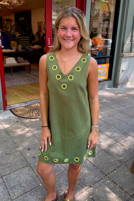 Grommet Shift Dress