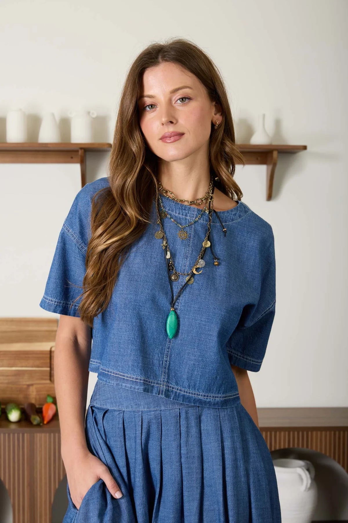 Boho Denim Top