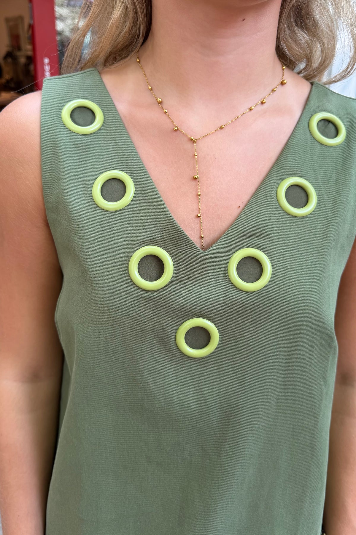 Grommet Shift Dress