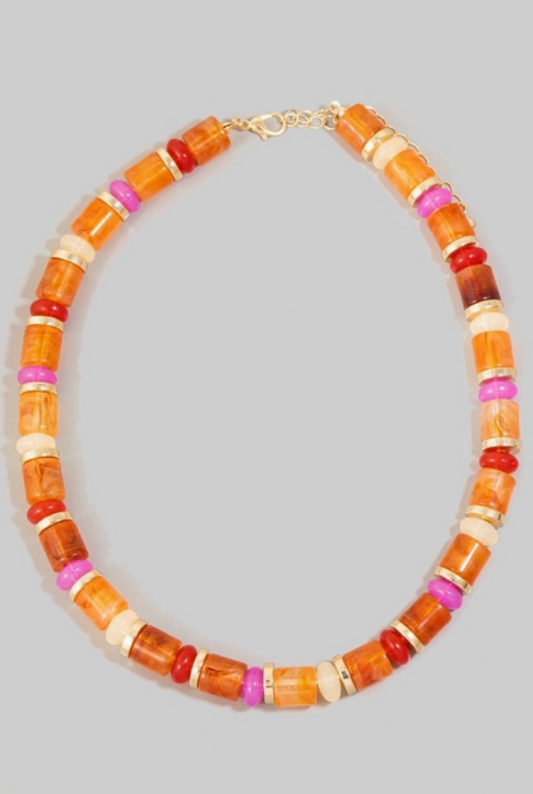 Chunky Cylindrical Beaded Necklace