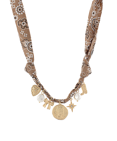 Brown Coin Scarf Necklace