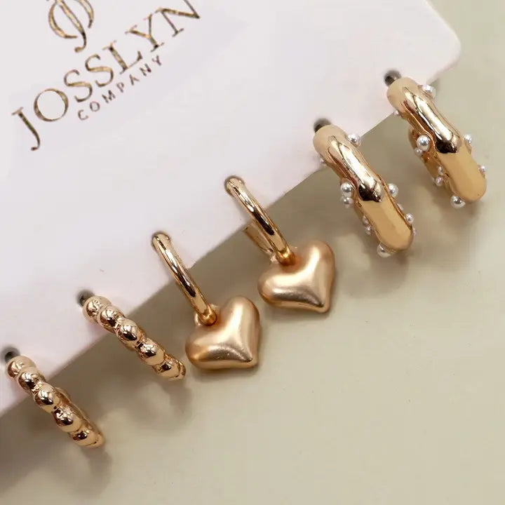 Heart Pearl Hoop Set